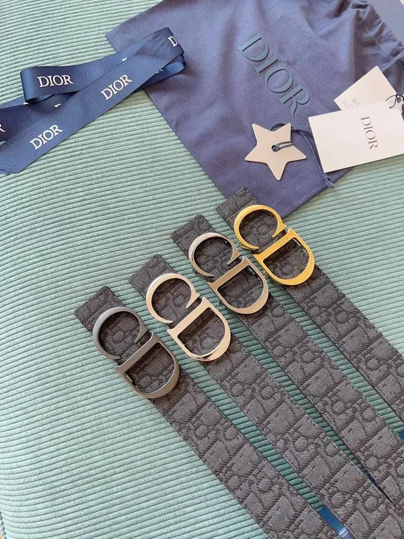 View 6 of Patterned Luxury Belt with Signature Buckle Belt, Monogram Calfskin, Dior-style
