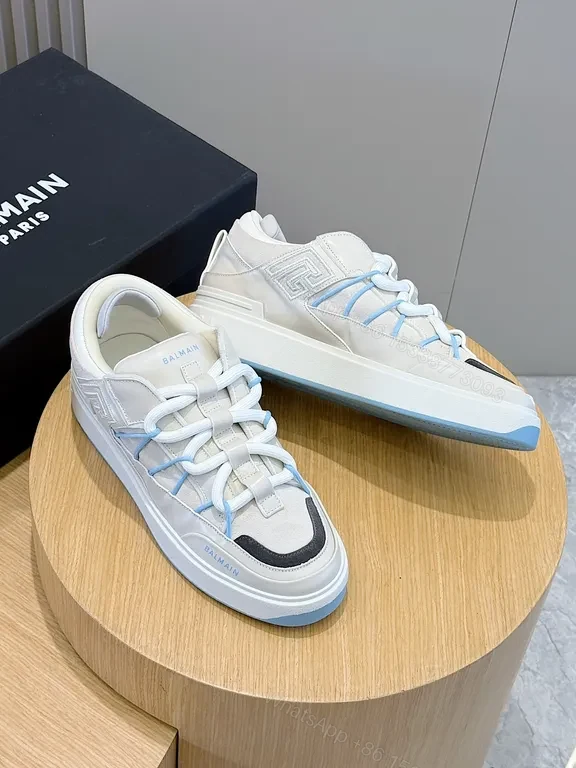 View 2 of White Balmain x Runner: Sculpted Paneling Sneakers