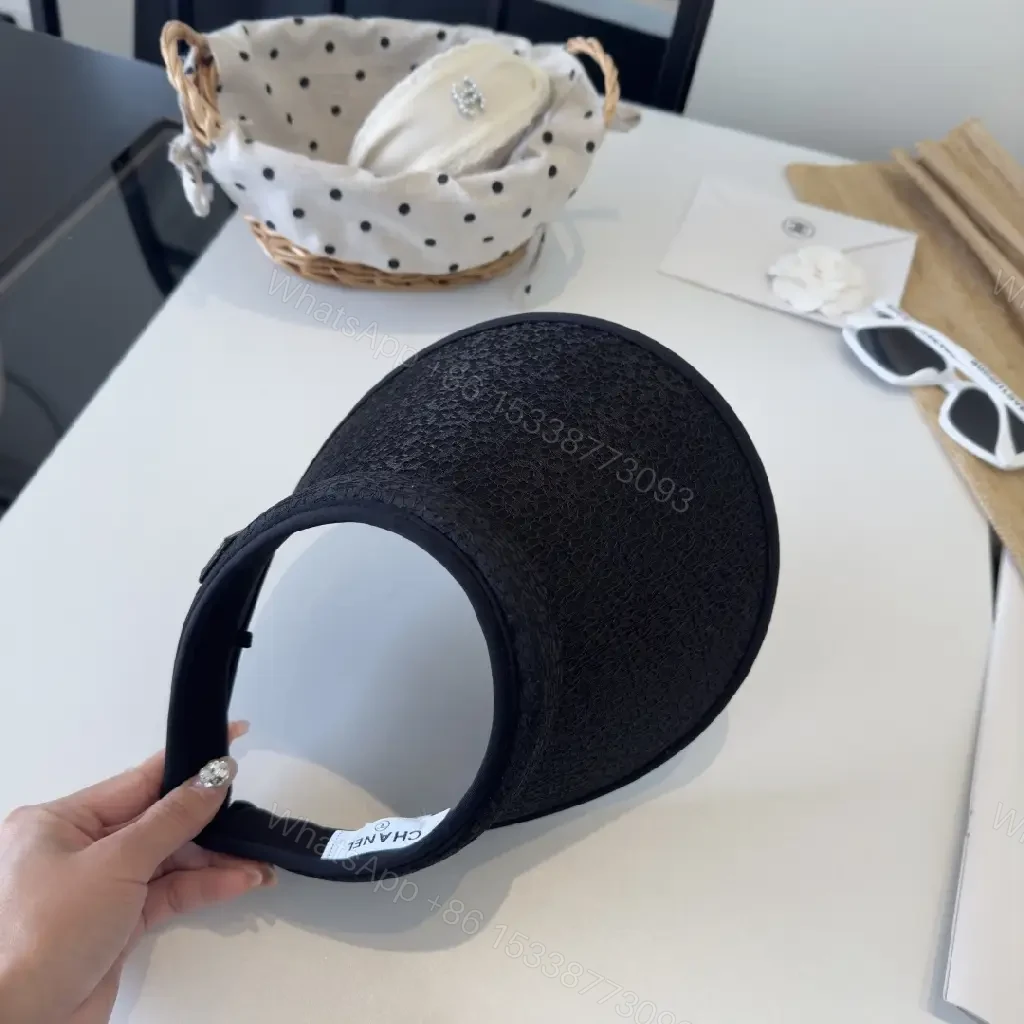 View 10 of Black Lace-Texture Visor Cap: Couture-Edge Sun Shield