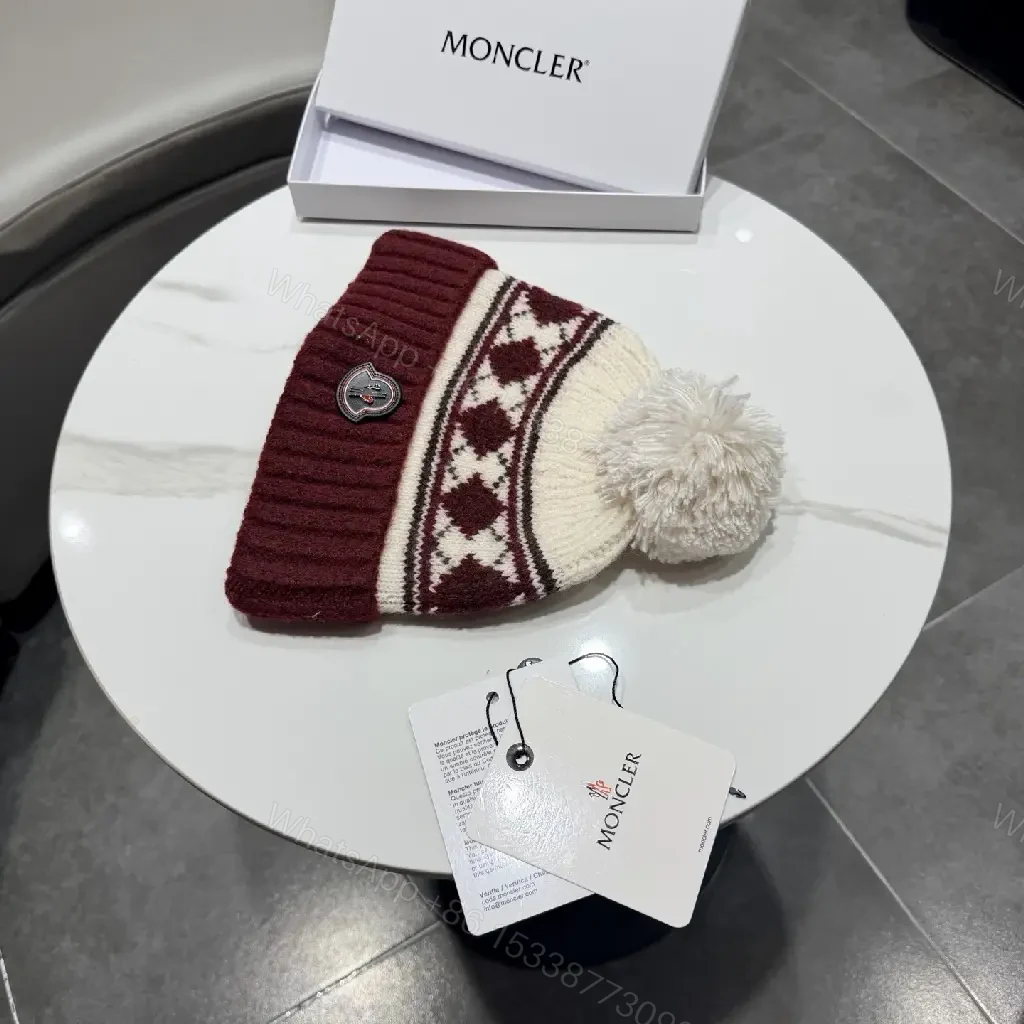 View 5 of Warm Wool Blend Beanie with Nordic Band and Pom Pom