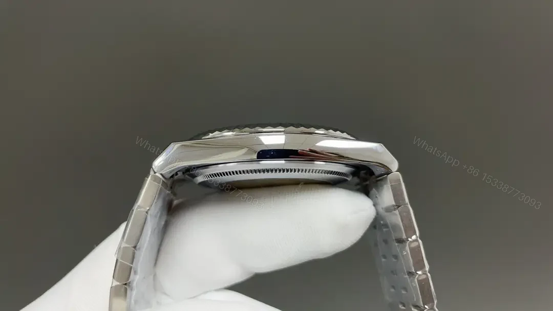 View 5 of Rolex Land-Dweller 40 Ice Blue Honeycomb replica 40MM Platinum Flat Jubilee Bracelet 127336-0001