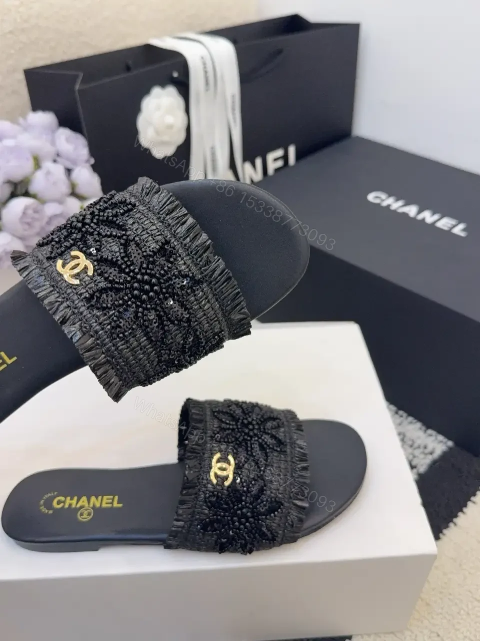 View 8 of Knit-Detail Slide Sandals – Luxe Comfort, Everyday Wear