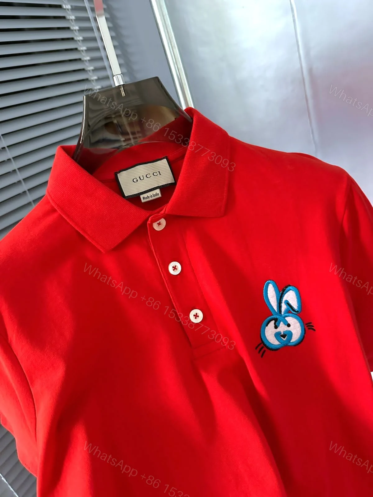 View 2 of Gucci Imported Nylon Lycra Polo Red First Copy | AAA+ Export Quality Replica