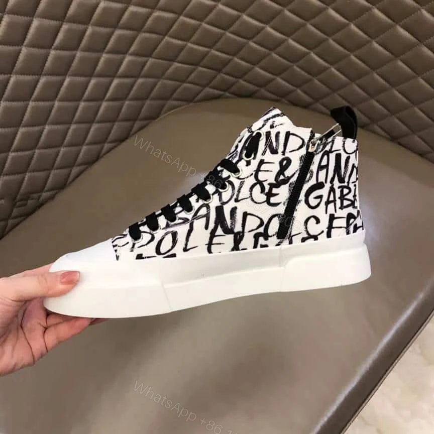 View 3 of DOLCE AND GABBANA CANVAS PORTOFINO LIGHT MID-TOP SNEAKERS WITH DG LOGO PRINT – DG109