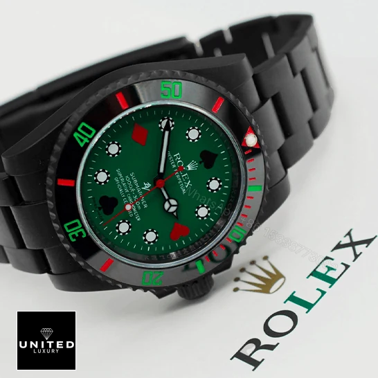 View 8 of Rolex Blaken Submariner Poker Green Dial 114060 Replica