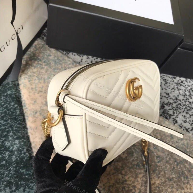 View 2 of Gucci GG Marmont Small Camera Bag White 24Cm 447632 DTD1T 9022