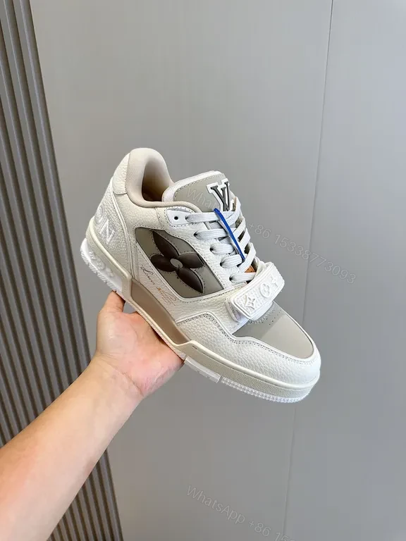 White & Gray LV-Inspired Runner: Luxe Texture, Bold Details Sneaker — view 1