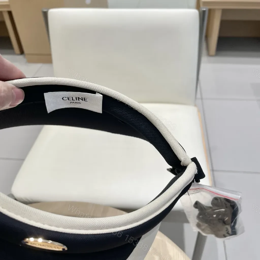 View 9 of Navy Textile Visor with White Edge + Minimal Logo, Sun Shield