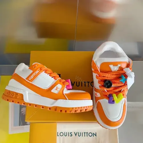 View 8 of LOUIS VUITTON LV TRAINER MAXI SNEAKERS IN ORANGE AND WHITE – LSVT334