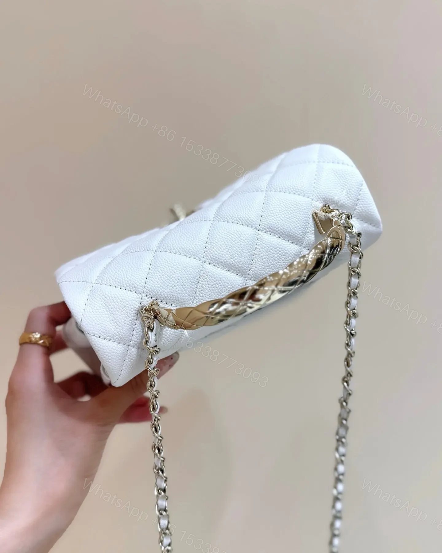 View 5 of Chanel Nano Coco White Handle bag Gold Hardware