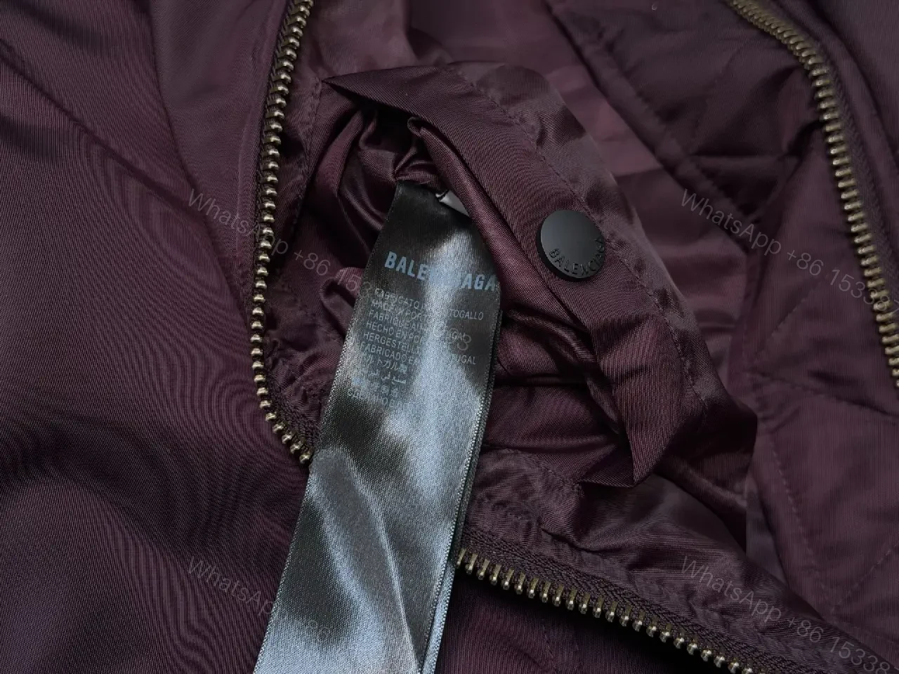 View 5 of Burgundy Satin Bomber with Crest Patch — Luxe Everyday Outerwear
