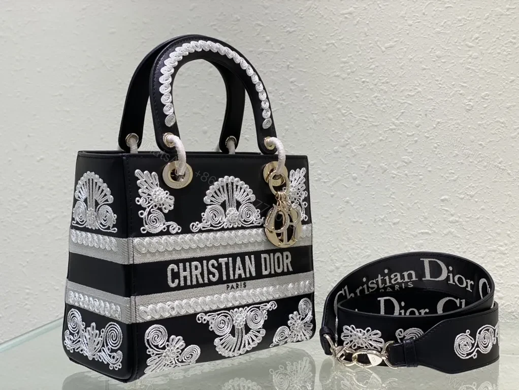 View 5 of White Embroidery Satchel: Dior Couture Crossbody Bag