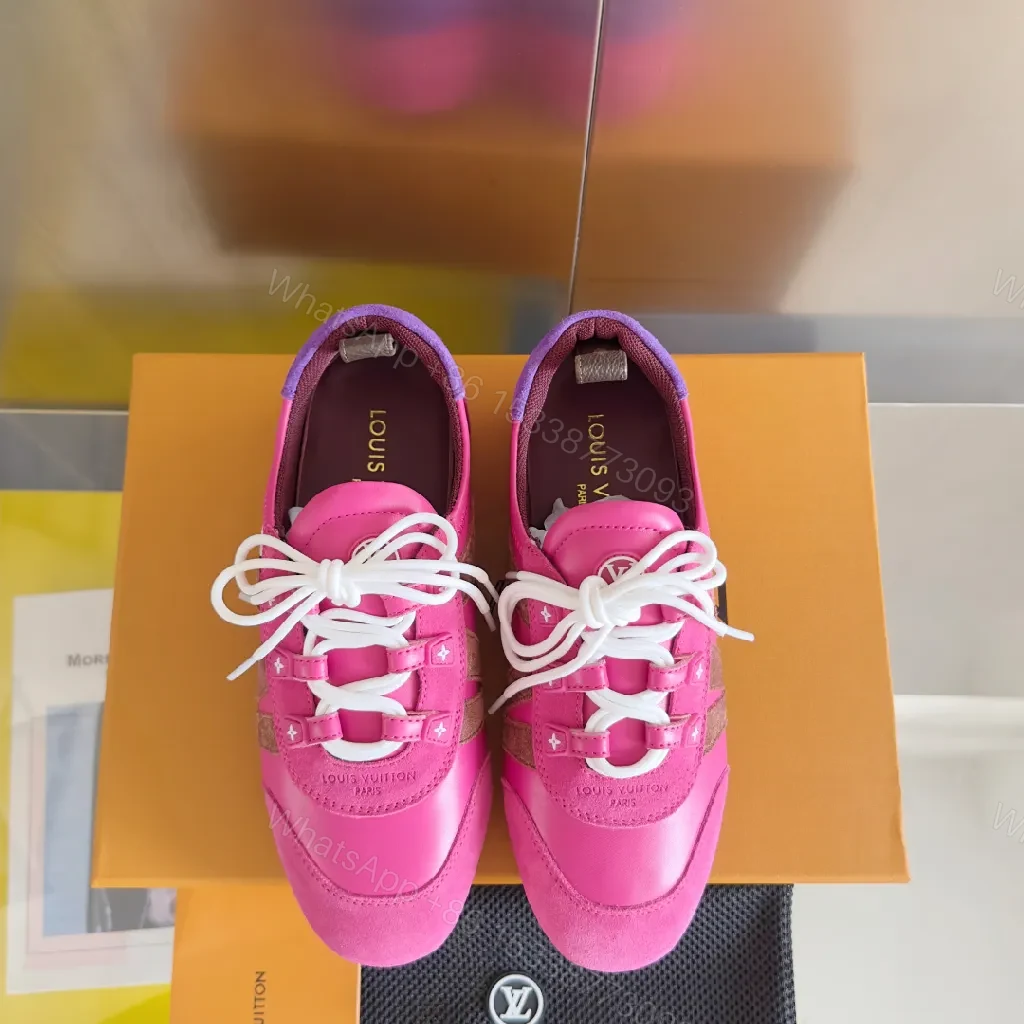 View 9 of Vibrant Pink Leather Sneaker with Signature Hardware