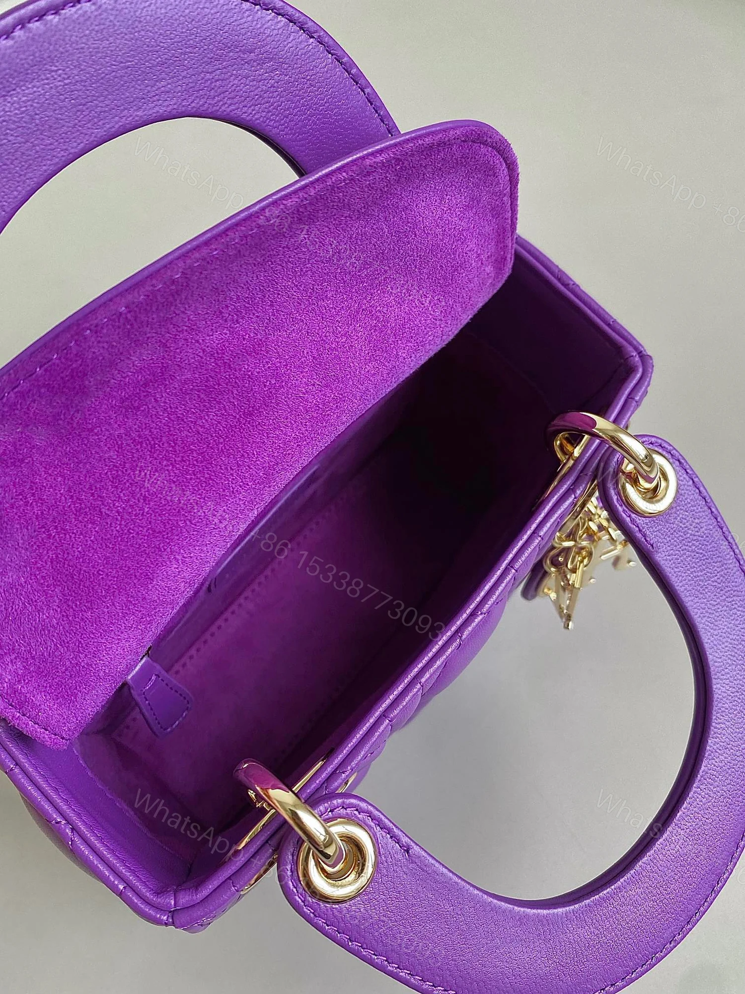 View 5 of Dior Lady Mini Super Quality Women’s Handbag Purple Cowhide 17cm