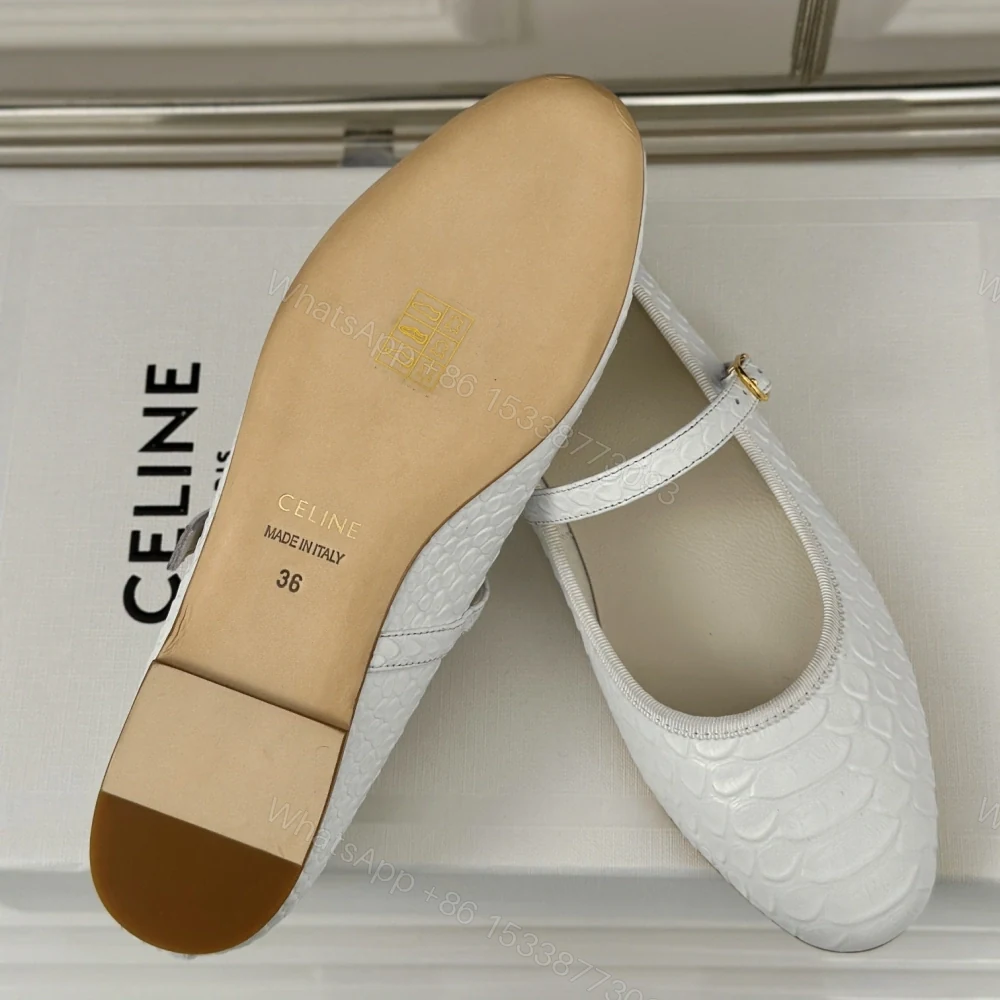 View 9 of 高仿Celine*354673035復古瑪麗珍單鞋蟒蛇紋白色免檢版
