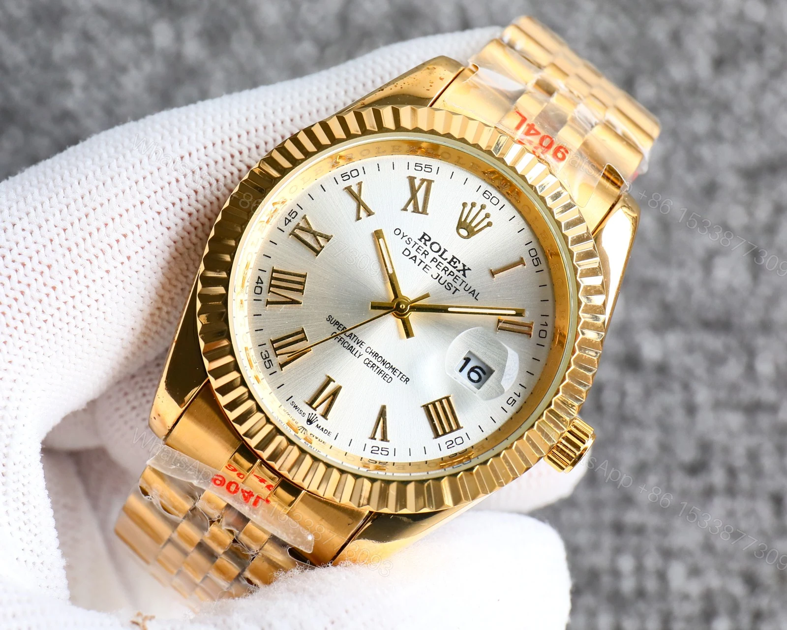 View 4 of Rolex Datejust Roman Numeral Dial Gold In White 41Mm