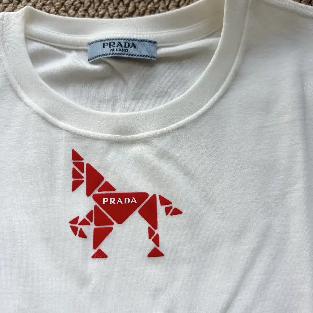 View 10 of Geometric Dog Knit Tee: White, Premium Minimalist Style, Durable Comfort