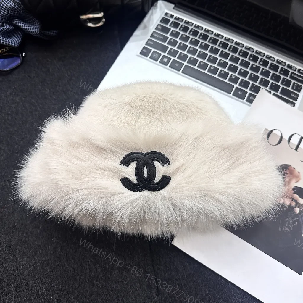 View 3 of Lux Faux Fur Trim Beanie: Timeless Softness & Subtle Logo Accent