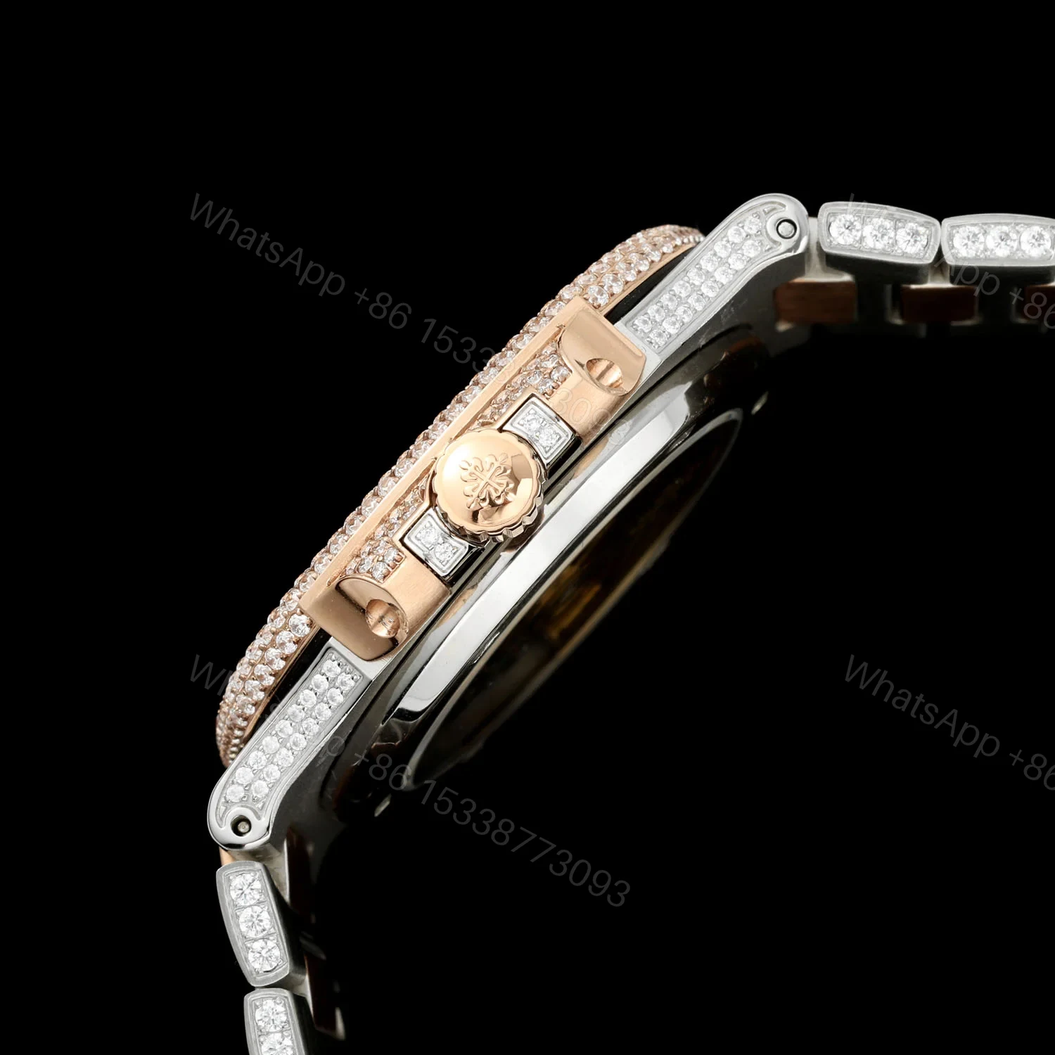 View 7 of Patek Philippe Nautilus 5711 BD1 Full Diamond Pavé Watch 40mm Premium Edition AMG-PP-BD1-5711-2600-PREMIUM