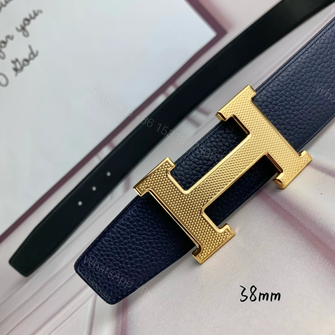 View 4 of HERMES BELT TOGO SWIFT GOLD BUCKLE BLUE 38MM