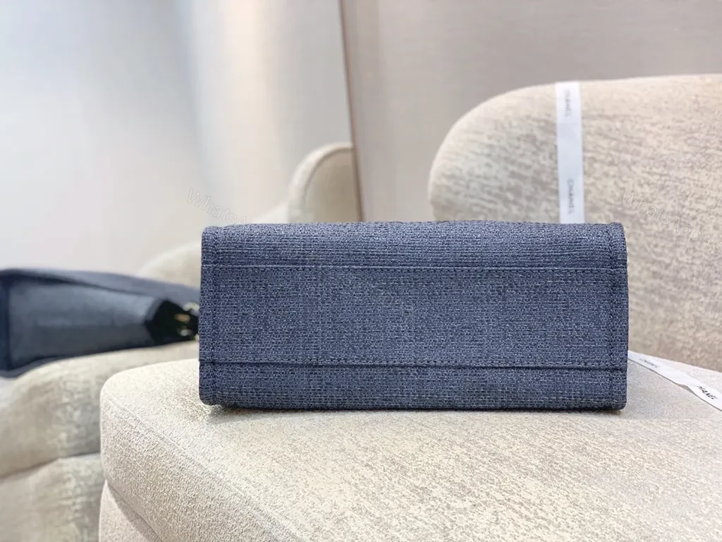View 2 of Denim-Texture Chanel-Inspired Tote: Subtle Luxe Carry