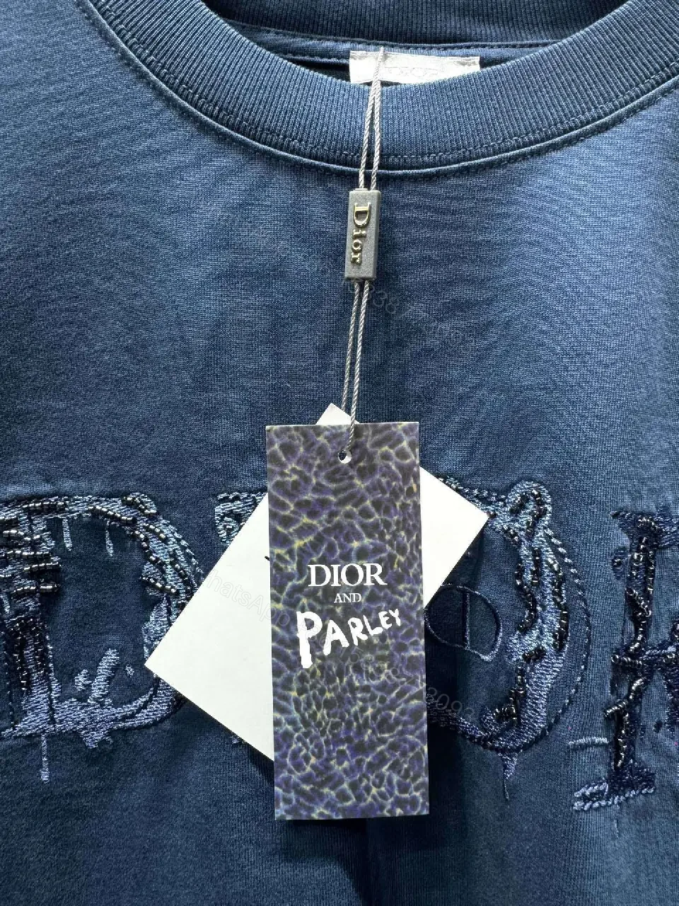 View 10 of Blue Embroidered Cotton Tee — Premium Casual Comfort