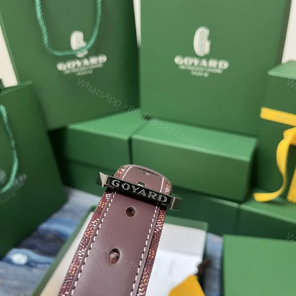 View 7 of Lux Leather Belt with Chevron Pattern & Brass Buckle