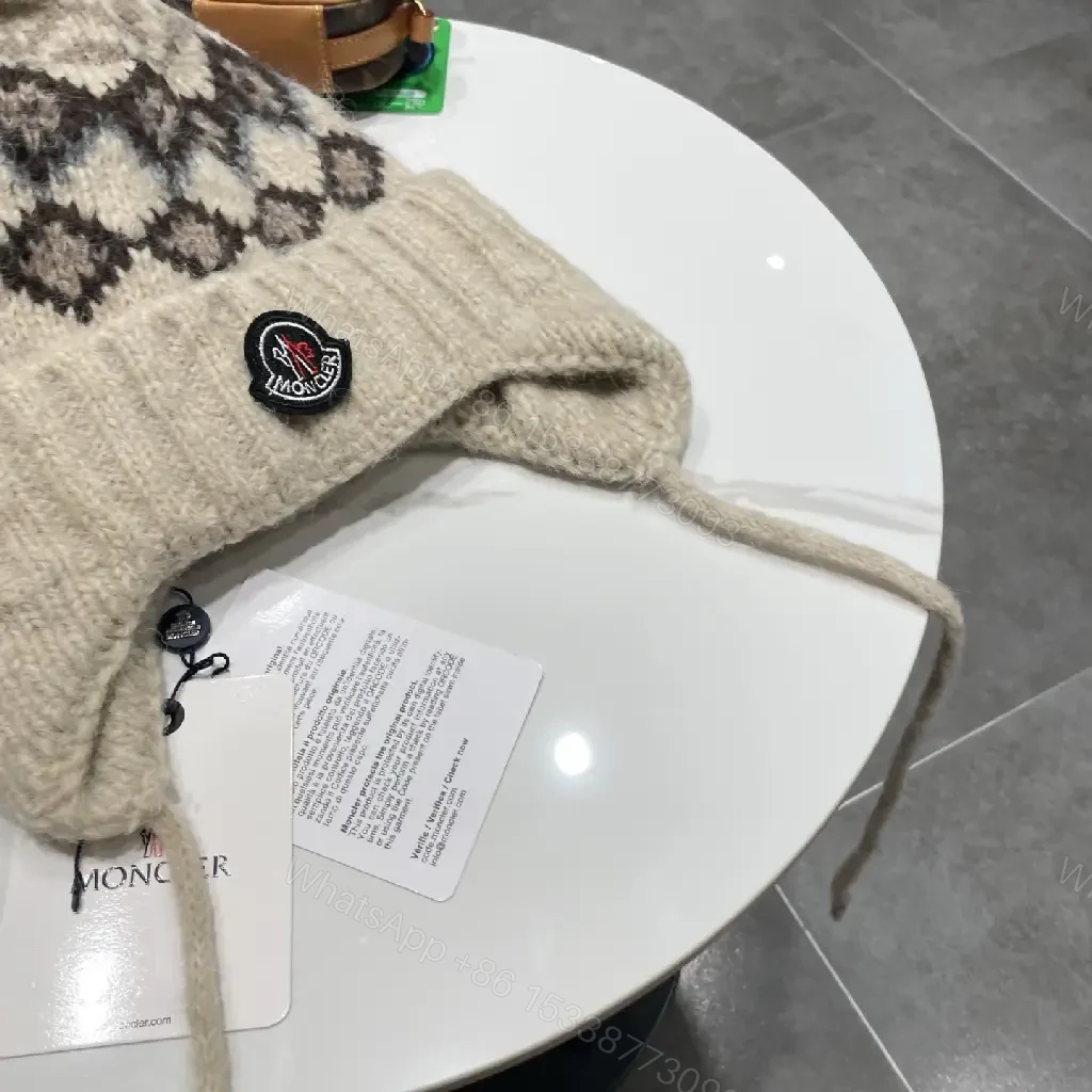 View 8 of Cozy Diamond Knit Beanie with Pom Pom—Premium Wool Blend
