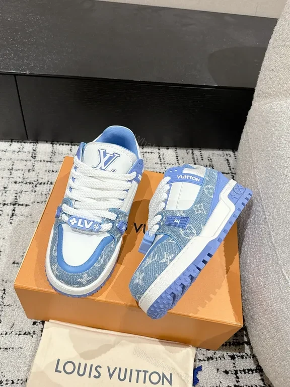 View 6 of Textured LV Luxe Sneaker: Premium Leather-Mesh Comfort High-Top