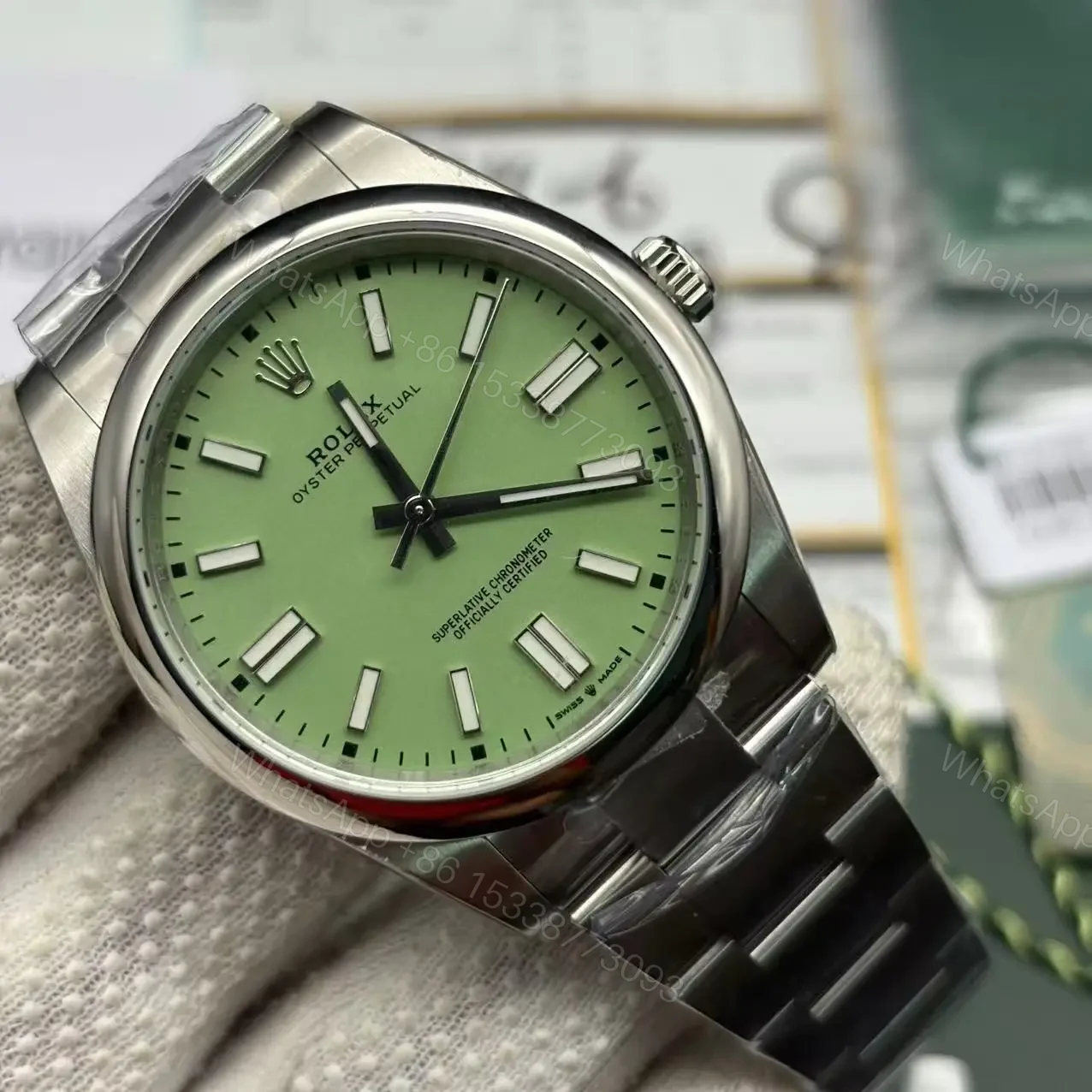 View 2 of Superclone Rolex Oyster Perpetual 277200 Pistachio Dial