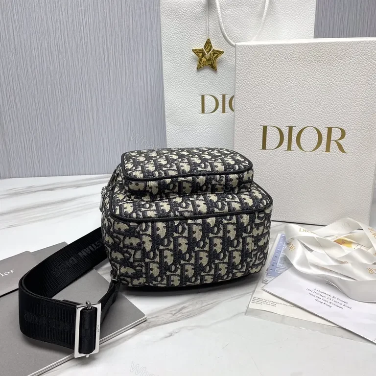 View 9 of Monogram Dior Backpack: Oblique Canvas, Black Leather, Luxe Daily Carry
