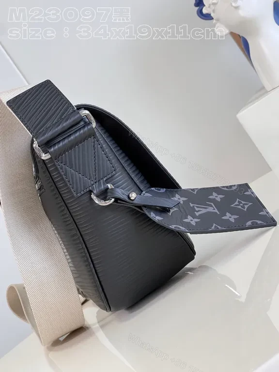 View 2 of Charcoal Leather Crossbody: LV-Inspired, Hands-Free Style