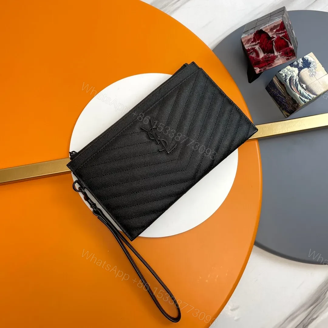 View 2 of YSL CASSANDRE MATTELASÈ LARGE ZIPPED POUCH IN GRAIN DE POUDRE EMBOSSED LEATHER