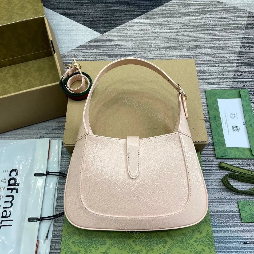 View 6 of JACKIE SMALL SHOULDER BAG 27 IN LIGHT PINK CRACKED LACQUER GOLD HARDWARE