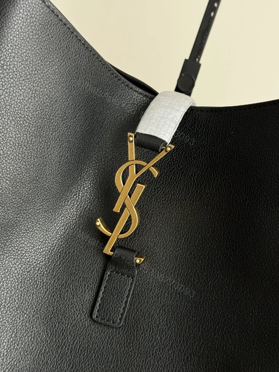 View 2 of Lux Black Leather Tote with Gold Hardware