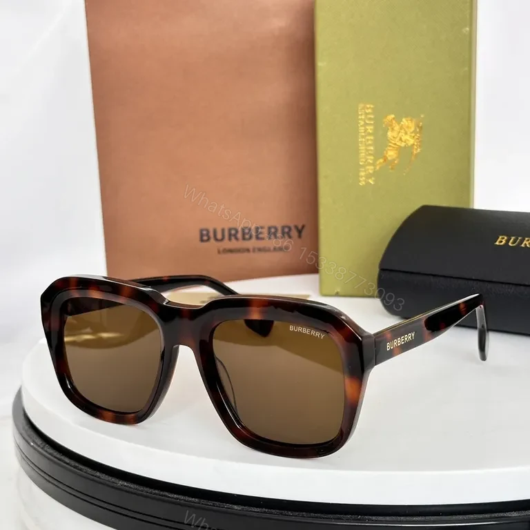 View 3 of Bold White Frame Sunglasses - Burberry Gradient Lenses, Modern Luxury