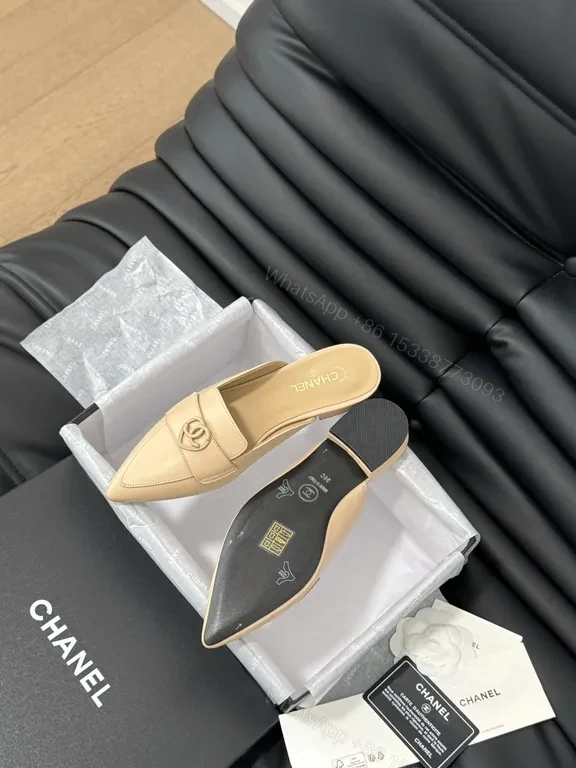 View 3 of Chanel-Inspired Nude Leather Mules â€” Sleek Everyday Luxe
