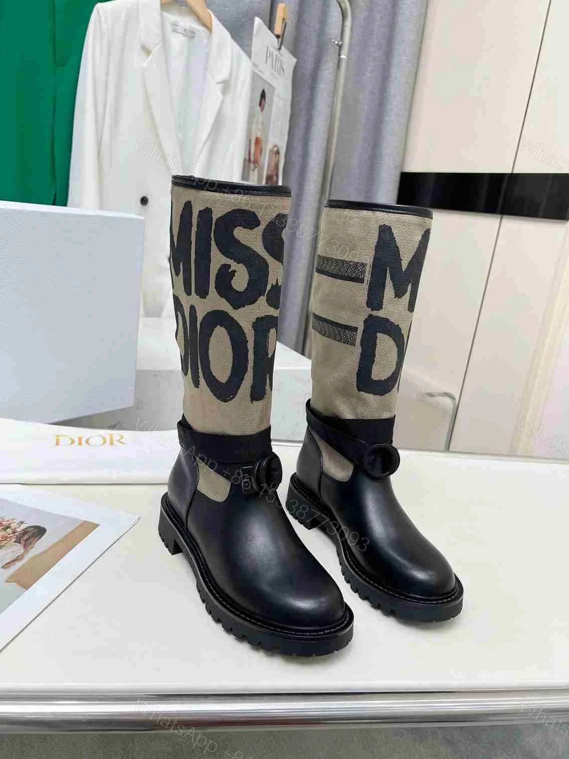 View 4 of DIOR D MAJOR BOOT WITH MISS DIOR PRINT WARM TAUPE KDI929CMV S44X
