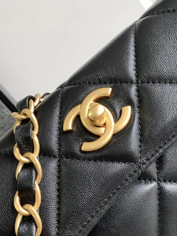 View 5 of Chic Quilted Flap Bag: Black Leather, Gold Hardware, Multi-Use