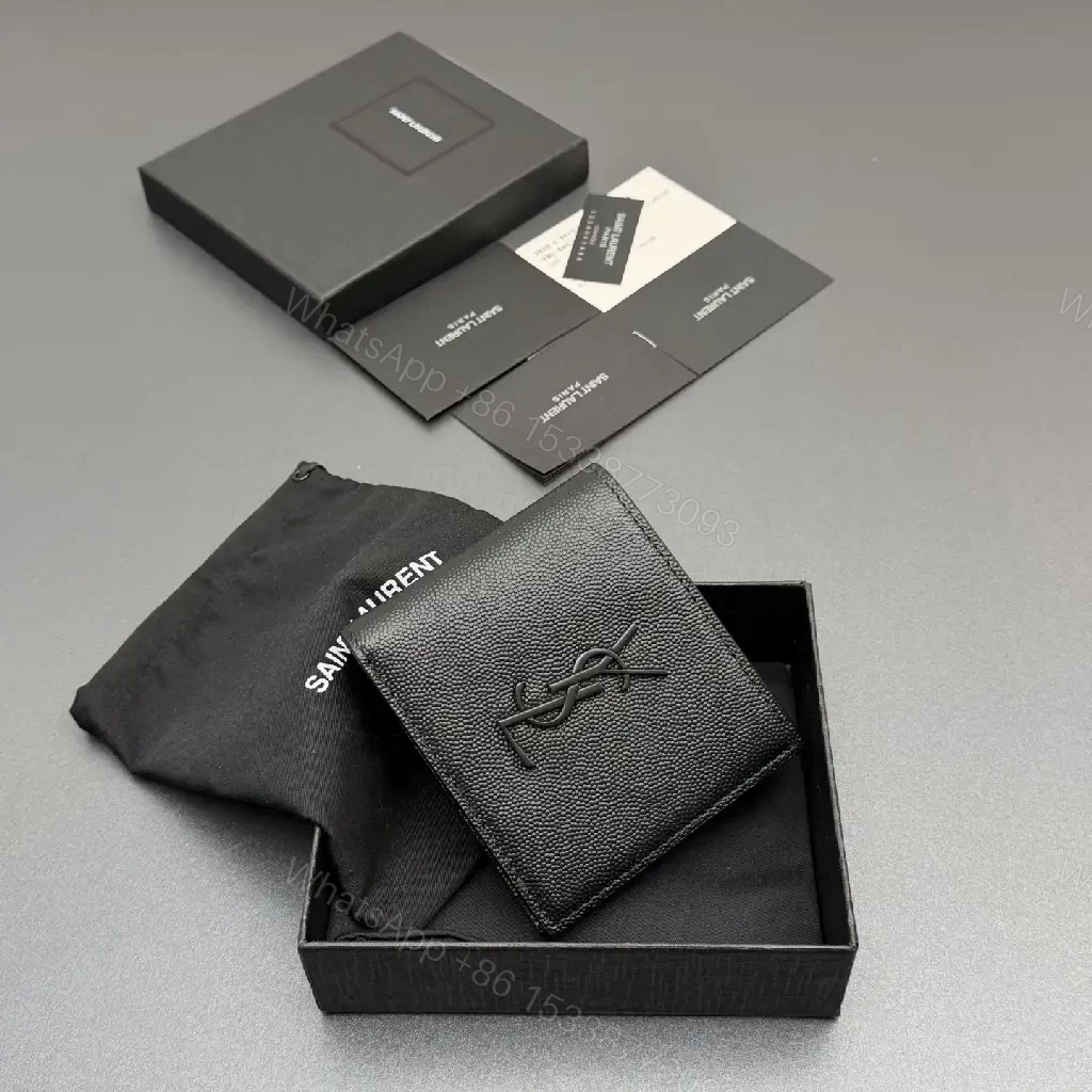 View 10 of Compact Leather Wallet with Signature Hardware - Minimalist Luxury