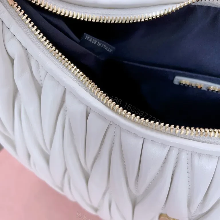 View 7 of Quilted White Leather Bag â€” Top-Handle, Miu Miu-Style Luxury