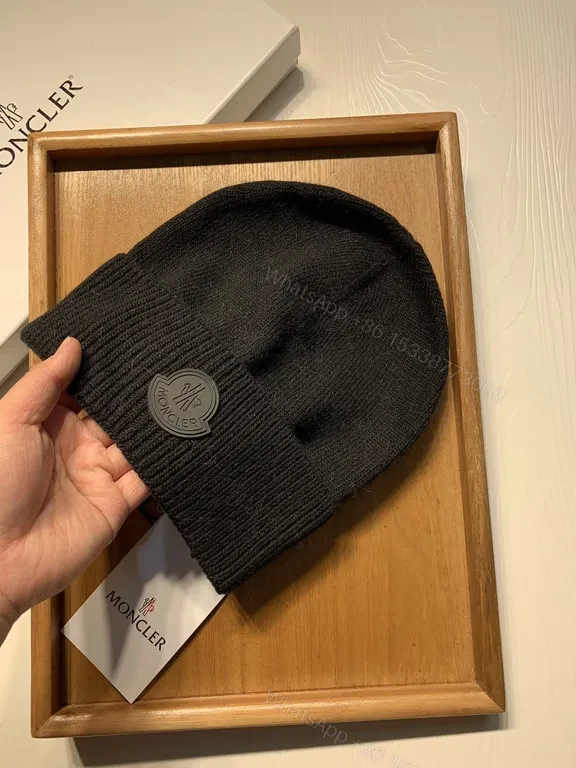 View 2 of Cozy Black Knit Beanie â€” Premium Moncler Warmth Hat