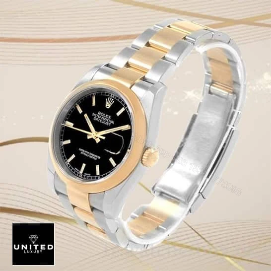 View 7 of Rolex Datejust Yellow Gold Black Dial 116203 Oyster Replica