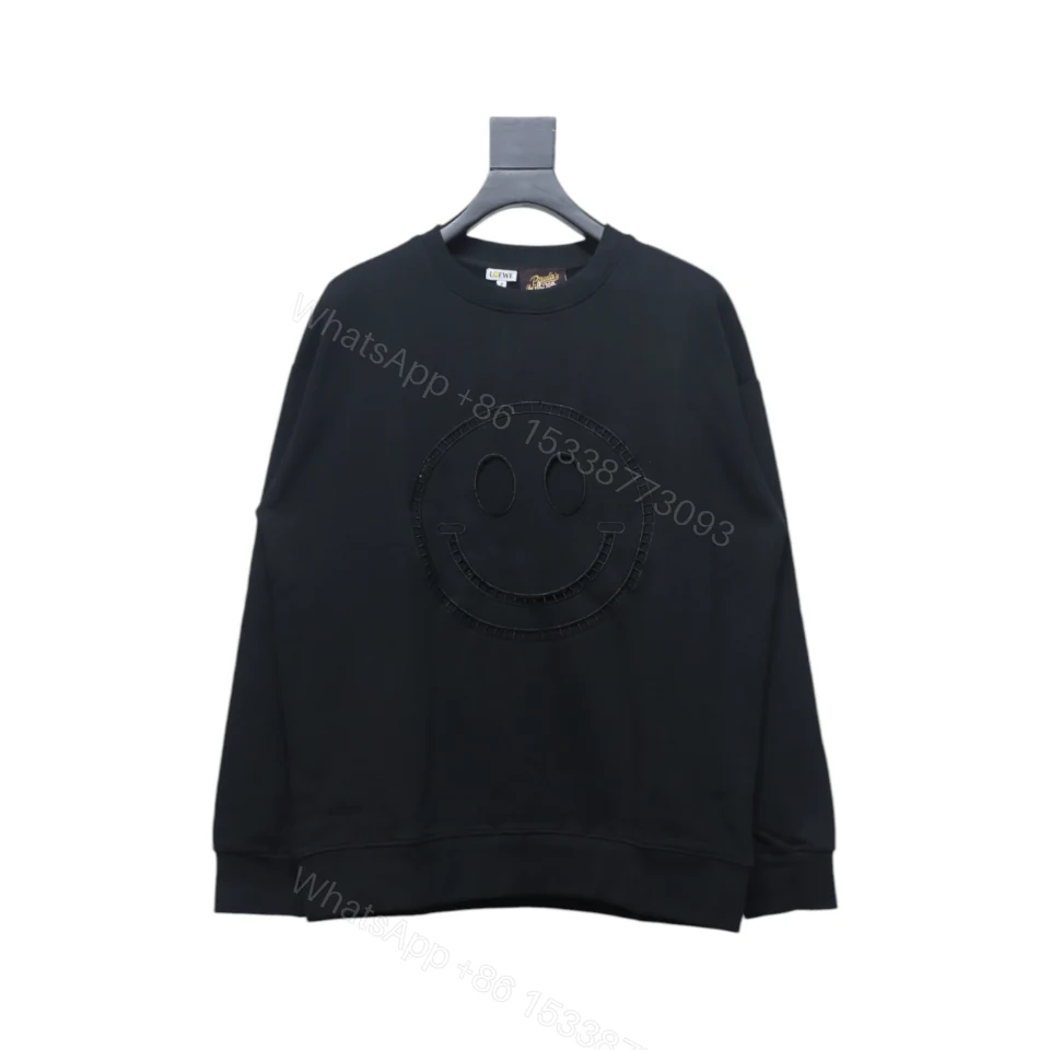 View 13 of Loewe Hollowed-out Smiling Round-neck Hoodie Black