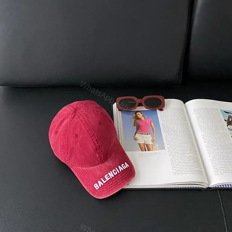 View 3 of Crimson Balenciaga Cap: Premium Everyday Luxury Edge