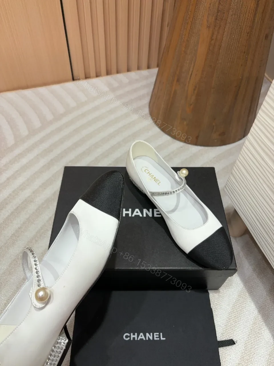 View 5 of Two-Tone Pearl-Accent Mary Jane Flats
