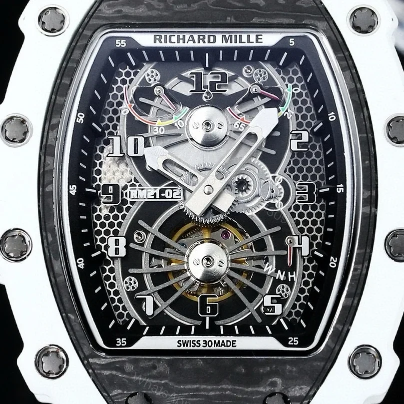 View 4 of Richard Mille RM21-01 Automatic Skeleton Watch 40MM Black Carbon Fiber Case Premium Edition RM-RM21-01-BLK-CARBON-40