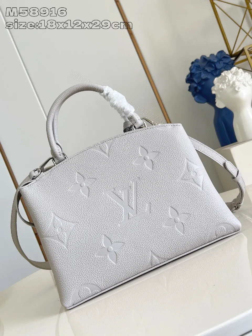 View 3 of Structured Pebble Satchel: Monogram Texture, Versatile Carry