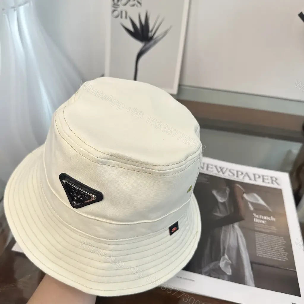 View 10 of White Bucket Hat Cotton Classic Stitch Brim, Minimal Logo Patch