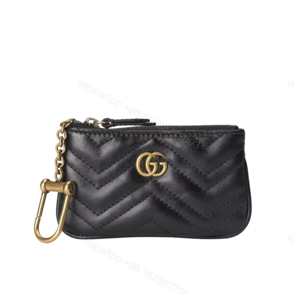 Gucci GG Marmont Key Case Chevron Matelasse Wallet Black 12Cm — view 1